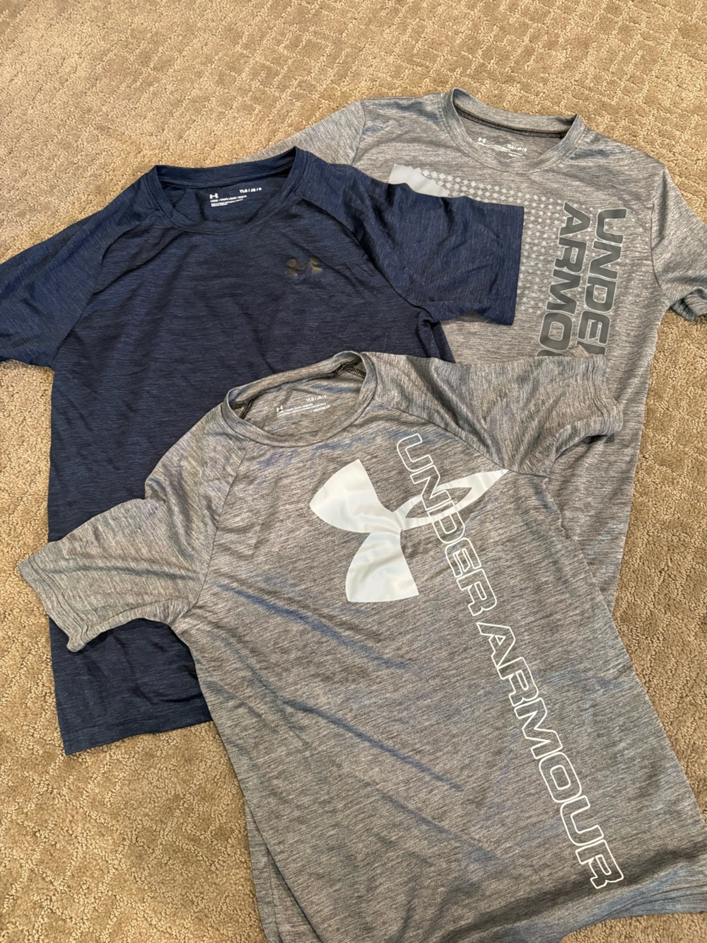 3 Under Armour Kids Short Sleeve Tees - Navy & Gray